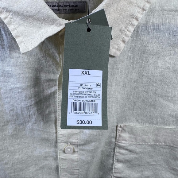 Goodfellow Men’s Yellow Linen Blend Casual Button Down Long Sleeve Shirt XXL - Picture 5 of 8